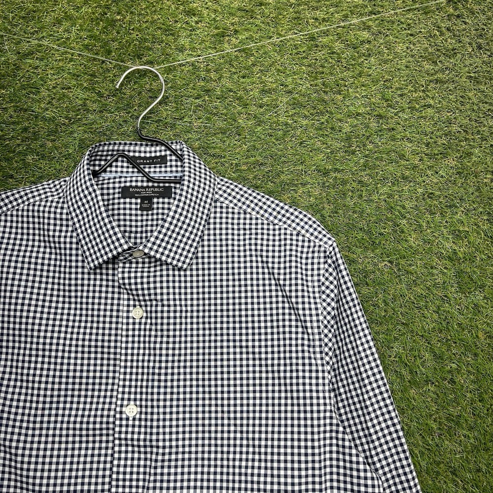 Banana Republic Dress Shirt Mens Medium Grant-Fit Luxe Flannel Gingham NWOT